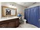 Clean bathroom with a shower/tub combo and vanity at 3570 Knoll Crest Trl, Buford, GA 30519