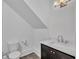 Modern powder room with white vanity and quartz countertop at 1107 Briar Cove Cir, Atlanta, GA 30329