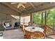 Relaxing screened porch with wicker furniture and wooded view at 120 Fairway Ridge Dr, Alpharetta, GA 30022