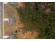 An aerial view showcasing a house nestled among trees in a residential neighborhood at 1121 Red Oak Ln, Loganville, GA 30052