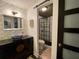 Charming bathroom with black and white subway tile and unique vanity at 2479 Peachtree Ne Rd # 1410, Atlanta, GA 30305