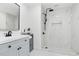 Modern bathroom with a walk-in shower, sleek fixtures, and elegant white tile at 2724 Larkspur Se Dr, Atlanta, GA 30316