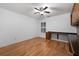 Home office with built-in desk and hardwood floors at 1938 Saxon Valley Ne Cir, Atlanta, GA 30319