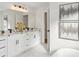 Bathroom with double vanity and marble countertop at 1732 Beecher Nw St, Atlanta, GA 30310