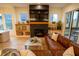 Spacious living room features a fireplace, hardwood floors, and a large leather sectional sofa at 1122 Nw Rice Nw St, Atlanta, GA 30318