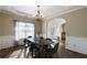 Formal dining room with hardwood floors, chandelier, and stylish decor at 18 Ponders Se Rd, Cartersville, GA 30121