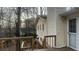 Wooden deck overlooking wooded backyard at 904 Little River Ln, Woodstock, GA 30189