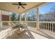 Relaxing deck with seating area, ceiling fan, and view of backyard at 9994 Inisfree Dr, Johns Creek, GA 30022