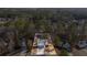 Aerial view showing a beautiful property with a pool, surrounded by a lush, wooded landscape at 1620 Cedar Hl, Douglasville, GA 30134