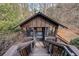 Wooden gazebo with stairs, screened in, perfect for relaxing at 3894 Foxford Dr, Atlanta, GA 30340