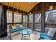 Cozy screened porch with seating and a ceiling fan at 3894 Foxford Dr, Atlanta, GA 30340