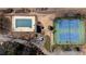 Aerial view showing tennis courts and pool area at 1495 Gabriel Dr, Lawrenceville, GA 30043