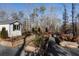 Community garden plot featuring raised beds and a shed at 124 Everley Walk, Alpharetta, GA 30009