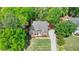 An aerial view of a charming brick home nestled among green trees, featuring a well-kept lawn and driveway at 5915 Masters Club Dr, Suwanee, GA 30024