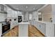 Modern kitchen with an island, white cabinets, and stainless steel appliances, perfect for cooking and entertaining at 5915 Masters Club Dr, Suwanee, GA 30024