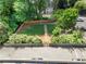 Aerial view of fenced backyard with lush greenery and a pathway leading to the back at 2479 Peachtree Ne Rd # 407, Atlanta, GA 30305