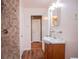 Bathroom with walk-in shower and updated vanity at 6531 Temple St, Lithia Springs, GA 30122