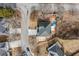 Aerial view of house, showing backyard pool and driveway at 2885 Field Spring Dr, Lithonia, GA 30058