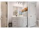 Modern bathroom with gray vanity and a walk in shower at 384 Ralph Mcgill Ne Blvd # 404, Atlanta, GA 30312