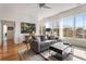 Living room with hardwood floors, large windows, and a gray sofa at 384 Ralph Mcgill Ne Blvd # 404, Atlanta, GA 30312