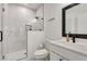 Modern bathroom featuring sleek tile shower and minimalist design elements at 1072 Brookglynn Trce, Decatur, GA 30032