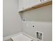 Convenient laundry room with upper cabinets and built-in pet door at 1679 Eastside Parc St, Atlanta, GA 30316