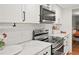 Modern kitchen with white cabinets, marble countertops, and stainless steel appliances at 16 Ivy Ne Rdg, Atlanta, GA 30342