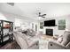 Comfortable living room featuring a fireplace, TV, modern furnishings, and an open floor plan at 319 Pinewood Dr, Woodstock, GA 30189