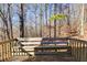 Wooden deck overlooking a peaceful wooded area at 121 Rachel Blvd, Temple, GA 30179