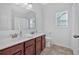 Bathroom with double vanity, tile floor, and shower at 501 Olympic Way, Acworth, GA 30102