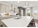 Sleek kitchen island with a sink, ample counter space, and a view to the backyard at 106 Delilah St, Mcdonough, GA 30252