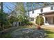 Relaxing backyard patio with a stone design and lush landscaping at 9935 La View Cir, Roswell, GA 30075