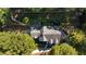 House nestled in trees with a creek nearby; aerial view at 6305 River Chase Cir, Atlanta, GA 30328