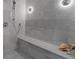 Elegant shower with marble tile and built-in bench at 6305 River Chase Cir, Atlanta, GA 30328