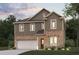 Two-story house with brown siding, brick accents, and a two-car garage at 7140 Brushwood Bend (Lot 107), Lithonia, GA 30058