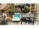 Aerial view of the pool, cabana and well landscaped yard at 3532 S Fulton Ave, Hapeville, GA 30354
