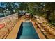 Aerial view of the home's backyard featuring a large pool and lounge area at 3532 S Fulton Ave, Hapeville, GA 30354