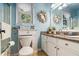 Charming bathroom with light blue walls and granite countertop at 430 Flowering Trl, Grayson, GA 30017