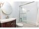 Bathroom with subway tile shower and white vanity at 2499 Peachtree Ne Rd # 504, Atlanta, GA 30305