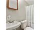 Clean bathroom with white toilet and shower at 6738 Merrywood Dr, Fairburn, GA 30213