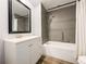 Bathroom with shower/tub combo, vanity, and linen closet at 5912 Jacobs Rd, Acworth, GA 30102