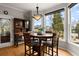 Breakfast nook featuring large windows, a modern light fixture, and a wooden table with seating at 6310 Fox Creek Dr, Cumming, GA 30040