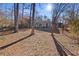 Wooded backyard behind house with sloping terrain at 1440 Teaberry Cir, Lawrenceville, GA 30044