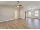 Spacious living room with vaulted ceiling and hardwood floors at 396 Southern Trace Dr, Rockmart, GA 30153