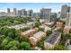 Scenic aerial view highlights the community's lush greenery and its proximity to the vibrant cityscape of Atlanta at 273 12Th Ne St # 210, Atlanta, GA 30309