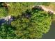 Aerial view of home and surrounding trees near pond at 4955 H D Atha Rd, Covington, GA 30014