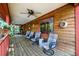 Relaxing front porch with wooden chairs and ceiling fan at 4955 H D Atha Rd, Covington, GA 30014