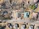 Aerial view of neighborhood displaying roofs of residential homes and the property's layout within the community at 629 Elmwood St, Canton, GA 30114