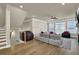 Open living area with sectional sofa and view of staircase at 3179 Clairebrooke Ave, Atlanta, GA 30341
