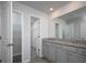Bathroom featuring double sinks, granite countertops, and access to the walk-in closet at 250 Shawnee Trl, Dallas, GA 30157